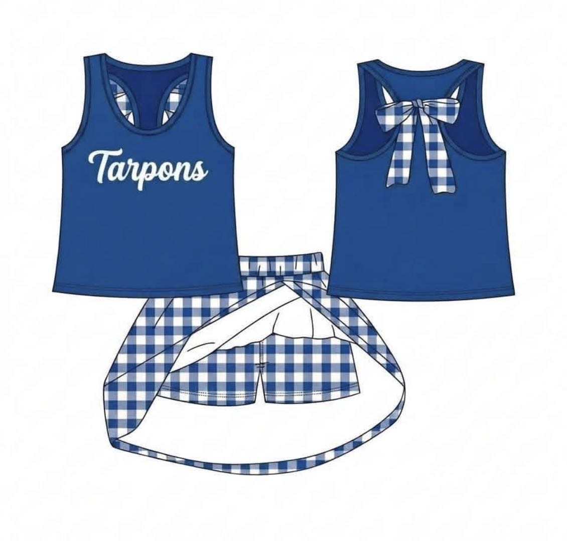 Preorder (moq 5)Baby Girls Tarpons Vest Top Skirt Short Team Clothes Sets