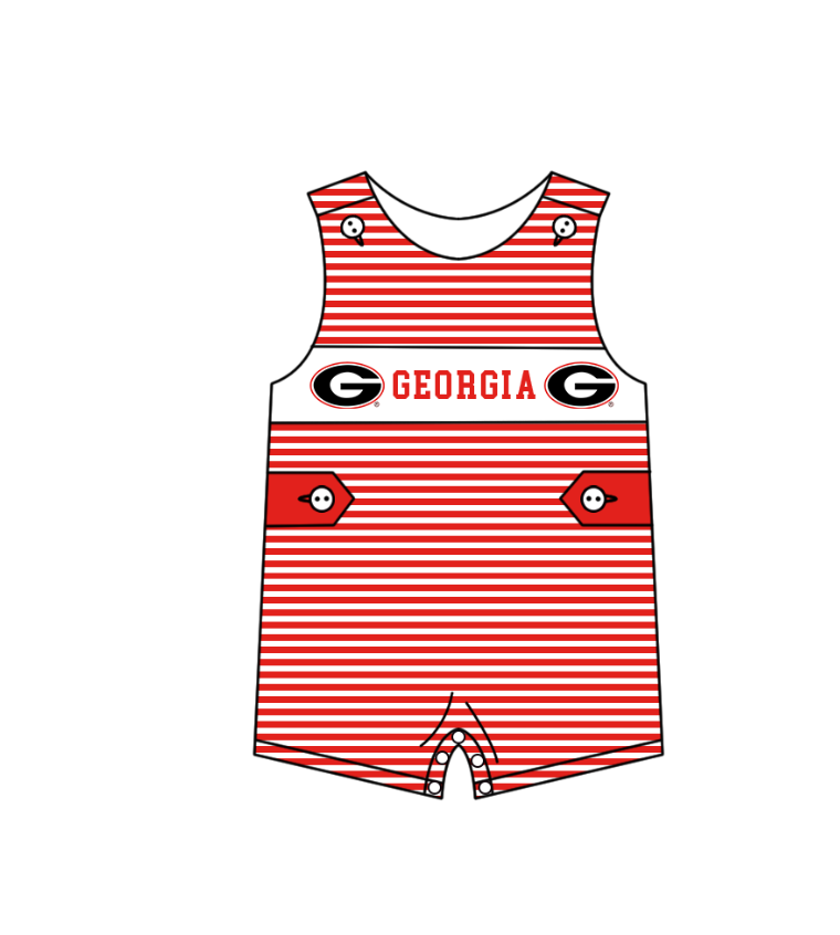 preorder(moq 5) Baby Boys Red Stripe Sleeveless Georgia Team Rompers