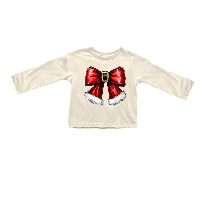 Baby Girls Christmas Bow Long Sleeve Tee Shirts Tops preorder(MOQ 5)