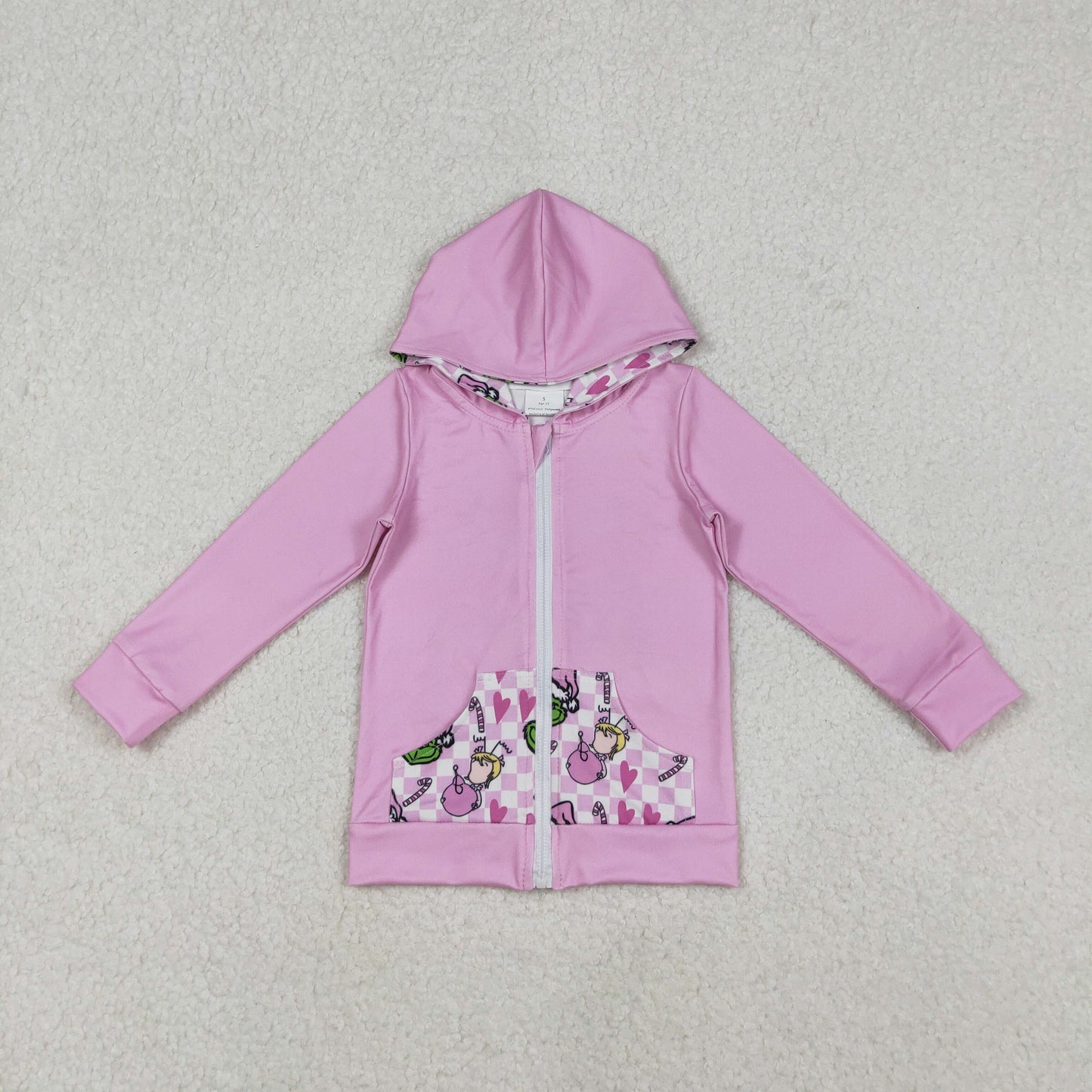 Baby Girls Grin Lights Pockets Zipper Christmas Hoodies Jackets Top