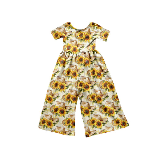 Baby Girls Hats Sunflowers Western Pants Jumpsuits Preorder(moq 5)