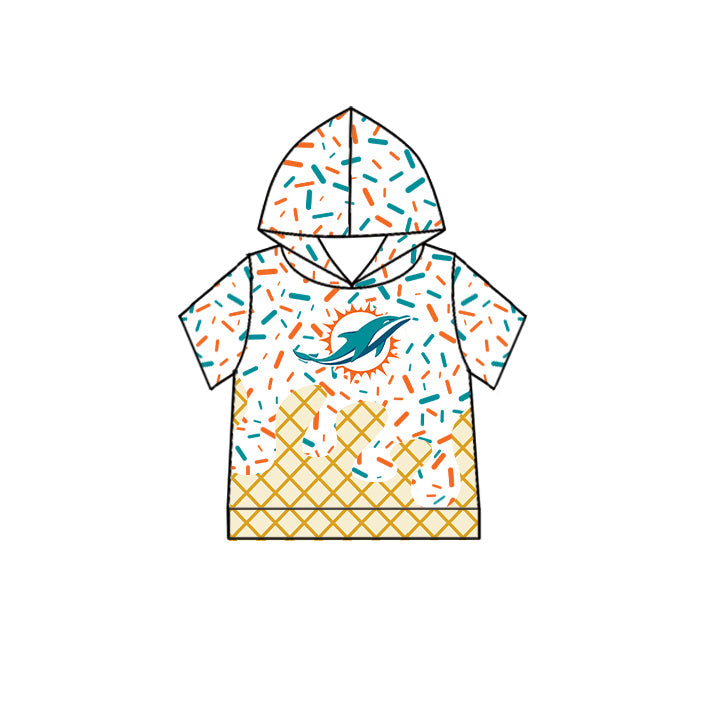 Preorder (moq 5)Baby Boys Drip Sprinkles Miami Dolphins Team Short Sleeves Hoodies Top