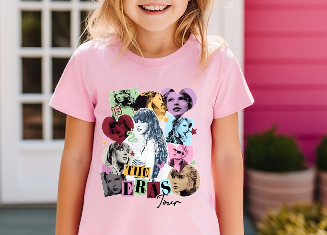 Baby Girls Short Sleeve Pink Eras Tour Summer Tee Shirts Preorder(moq 5)