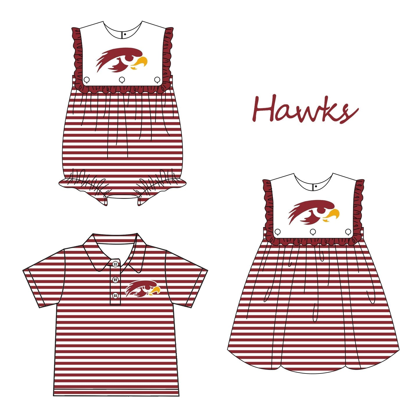 Custom moq 5 Football Item Hawks Sibling Clothes
