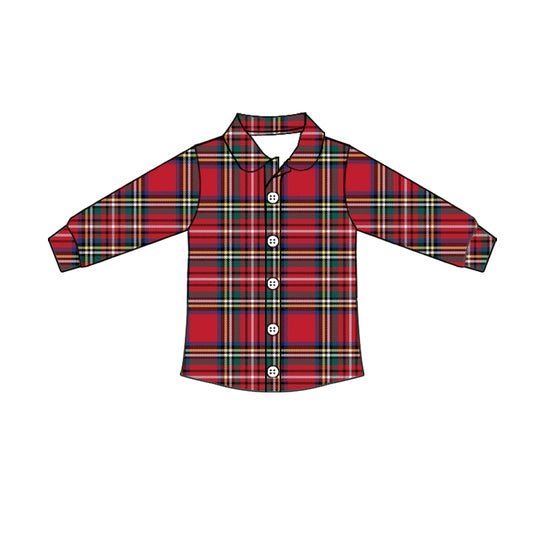 Baby Boys Red Green Buttons Long Sleeve Tee Shirts Tops preorder(moq 5)