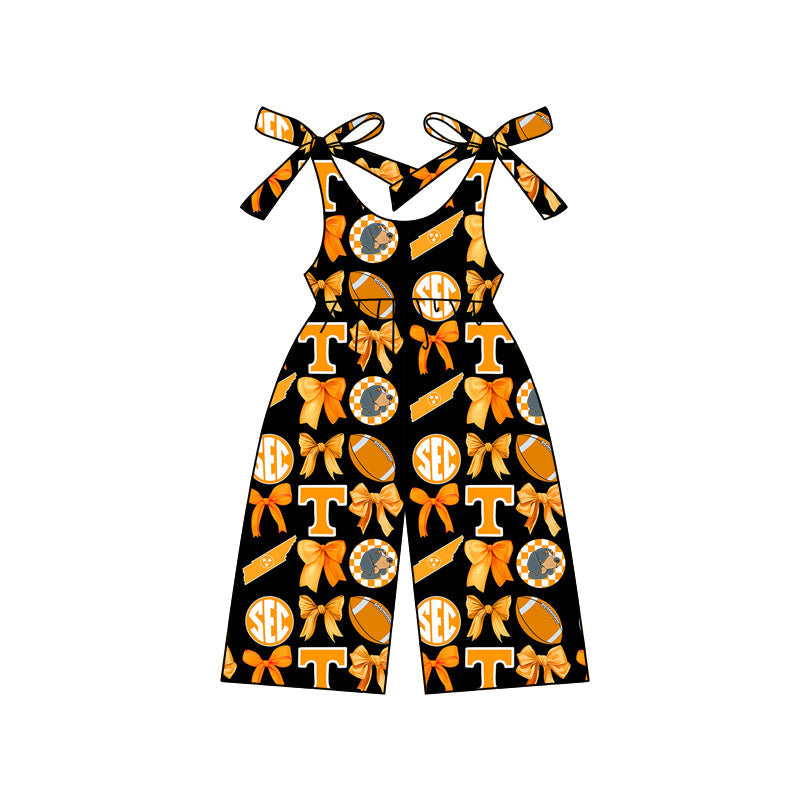 Cutom moq 5 Football Team Tennessee Bows Girls Jumpsuits