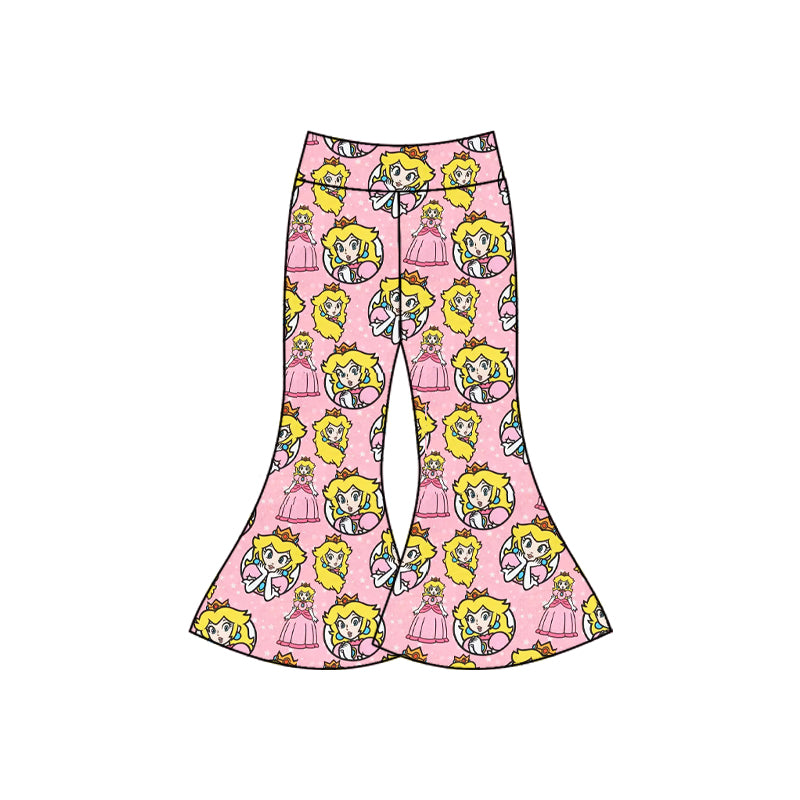 Preorder(moq 5) Baby Girls Cartoon Princesses Bell Bottom Pants Bottom