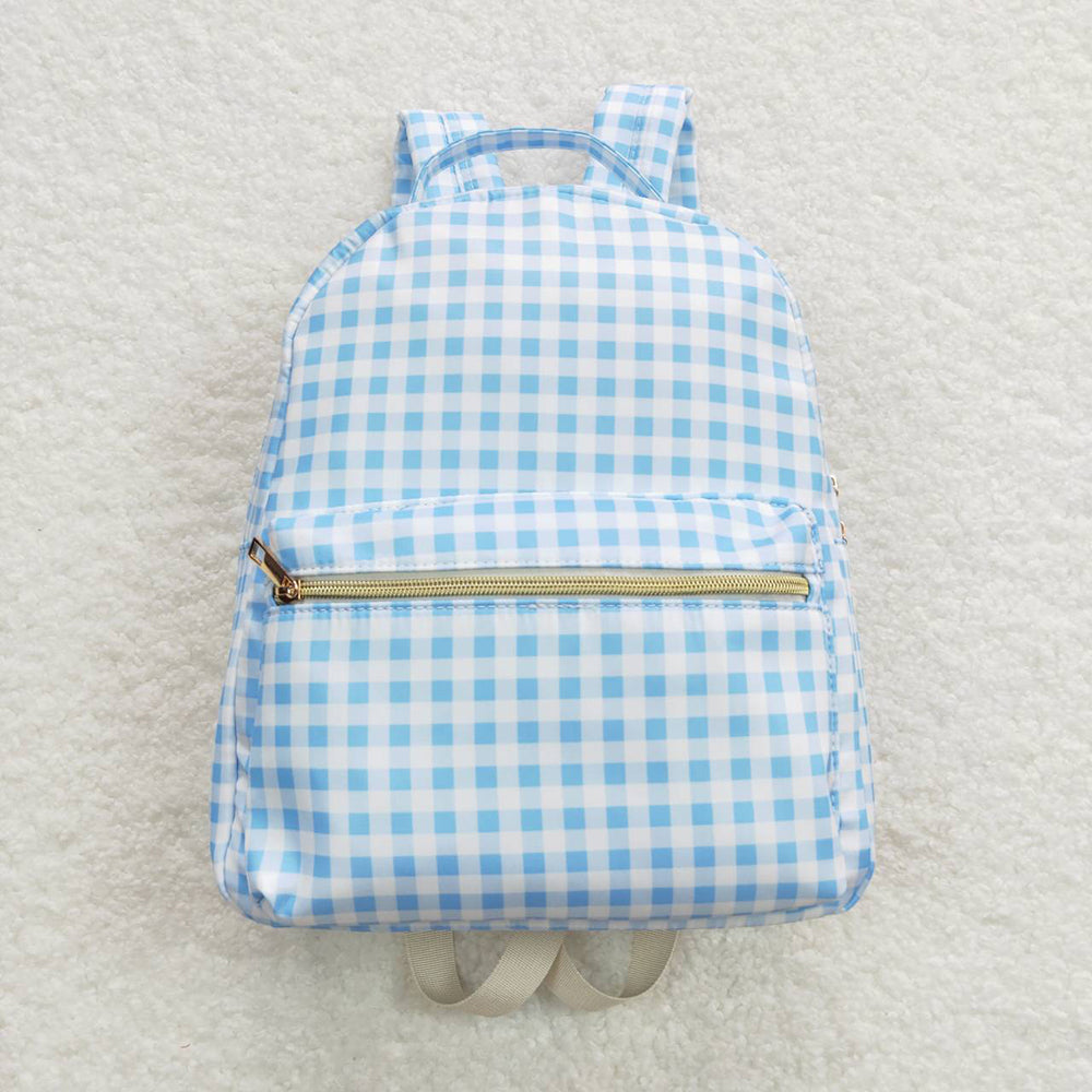 Baby Kids Back To School Sibling Blue Checkered Backpack Bags Lunch Boxes