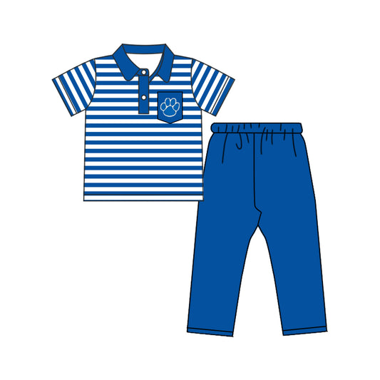 Baby Boys UK Blue Short Sleeve Shirt Top Legging Clothes Sets Preorder(moq 5)