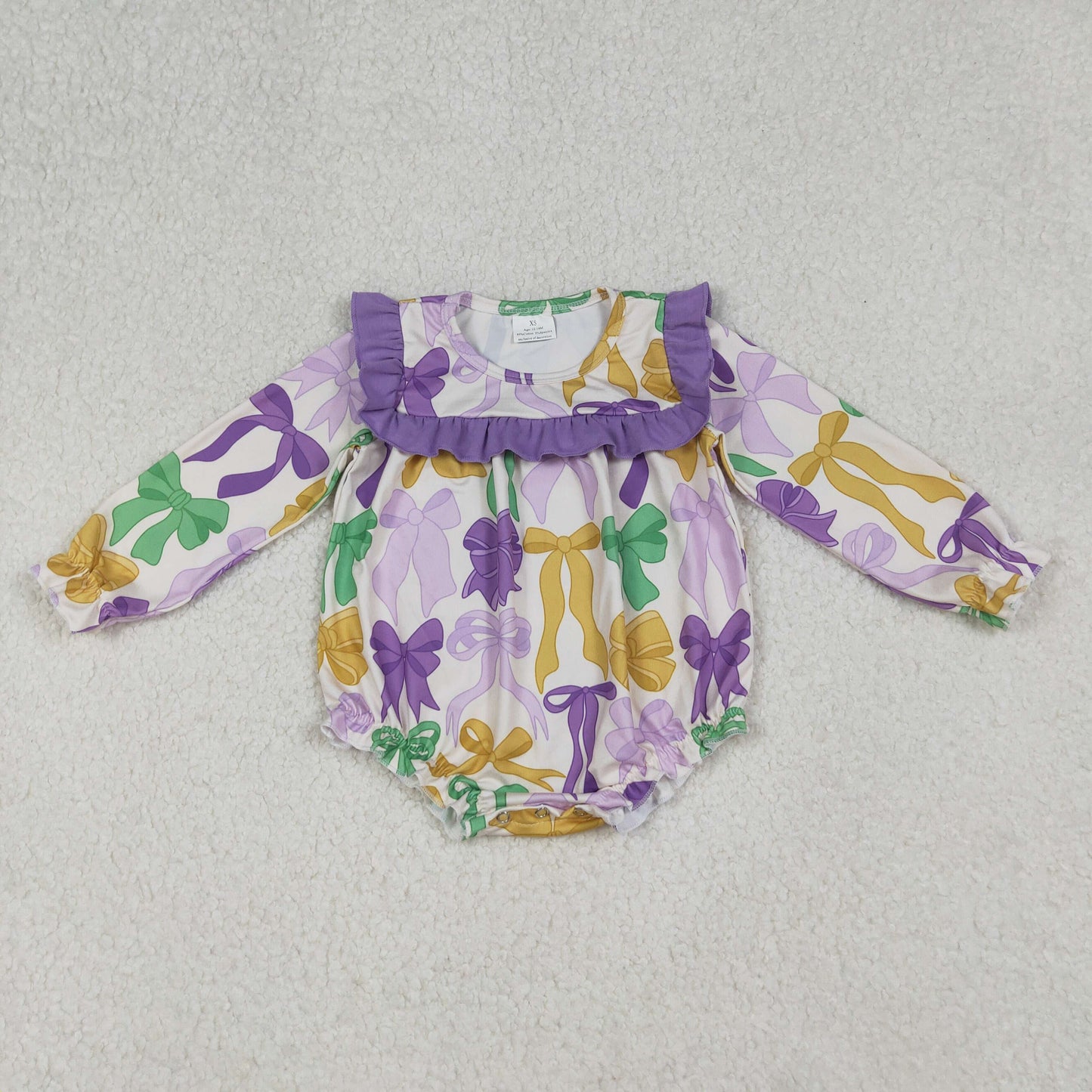 Baby Boys Mardigras Bows Ruffle Sleeve Rompers