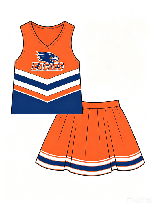 Preorder (moq 5)Baby Girls Sleeveless Eagles Top Skirt Shorts Team Clothes Sets
