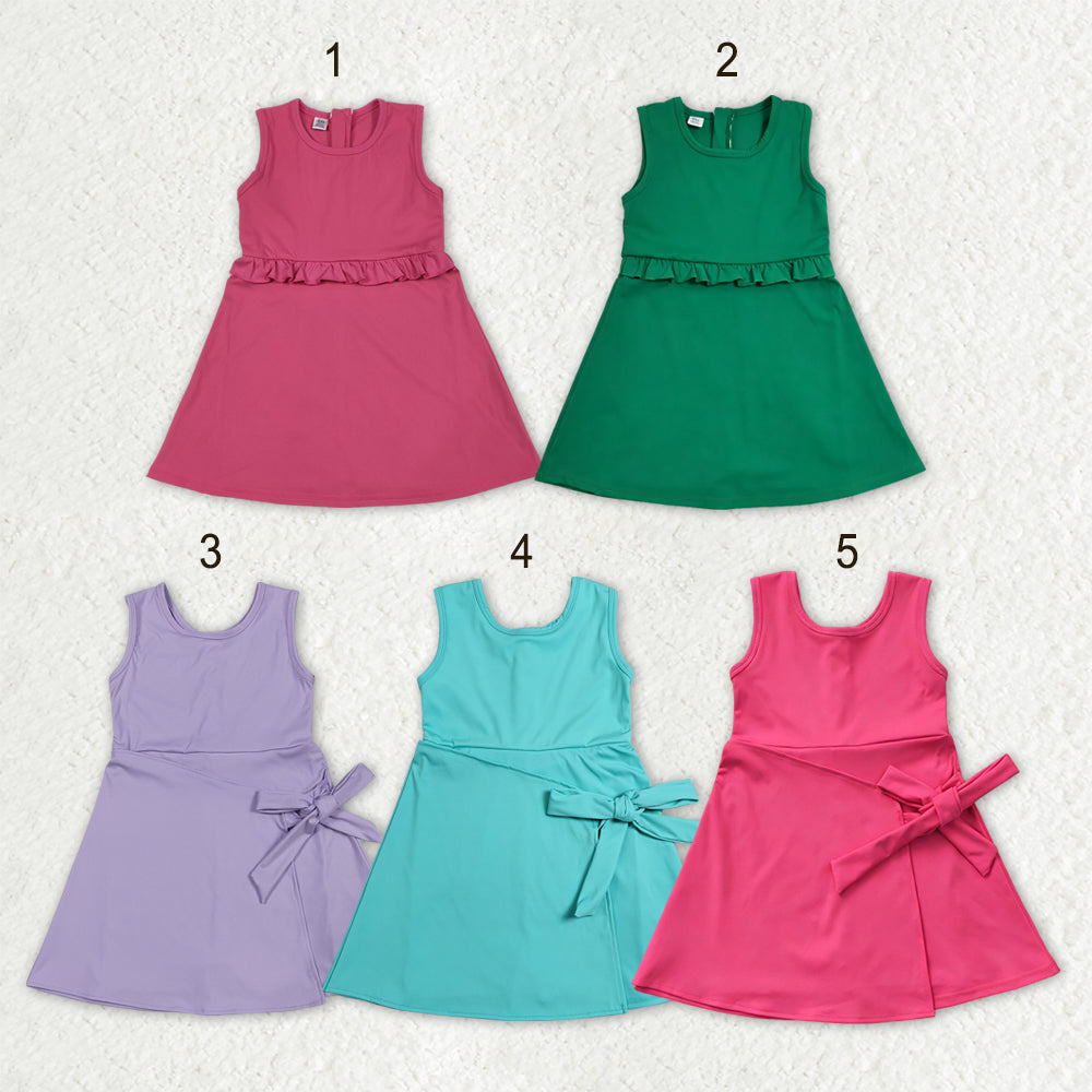 Sibling Baby Girls Sleeveless Back Zip Yoga Active Shorts Knee Length Dresses