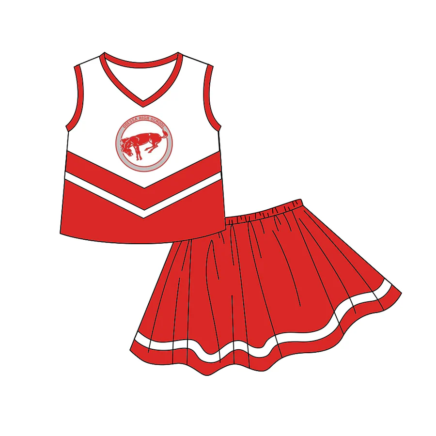 Preorder moq 5 Baby girls Red Horse team Tee Shirts Skorts Clothes Sets
