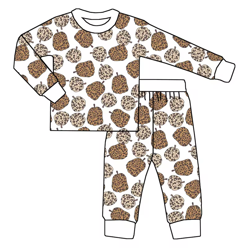 Baby Girls Boys Bamboo Pumpkin Shirt Pants Pajamas Clothes Sets Preorder(moq 5)