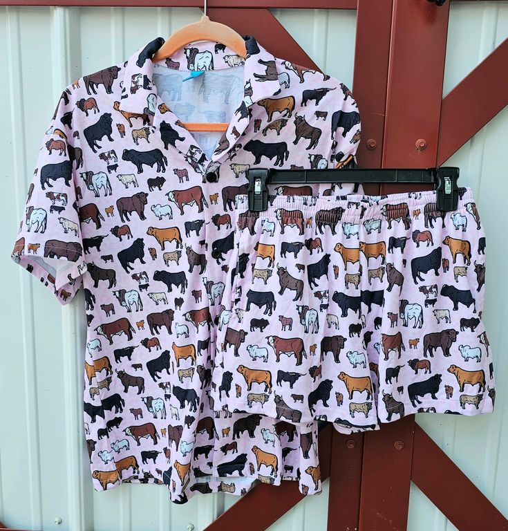 Baby Girls Western Cows Buttons Top Shirt Shorts Pajamas Clothes Sets preorder (moq 5)