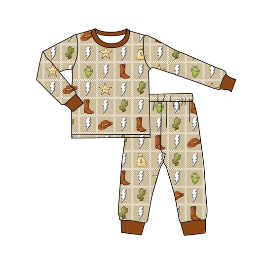 Baby Boys Western Boots Hats Top Pants Pajamas Clothes Sets preorder(MOQ 5)