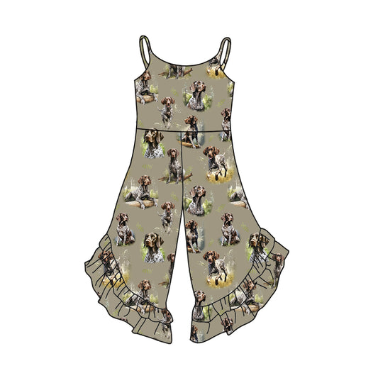Preorder (moq 5)Baby Girls Dog Hunting Bell Pants Straps Jumpsuits