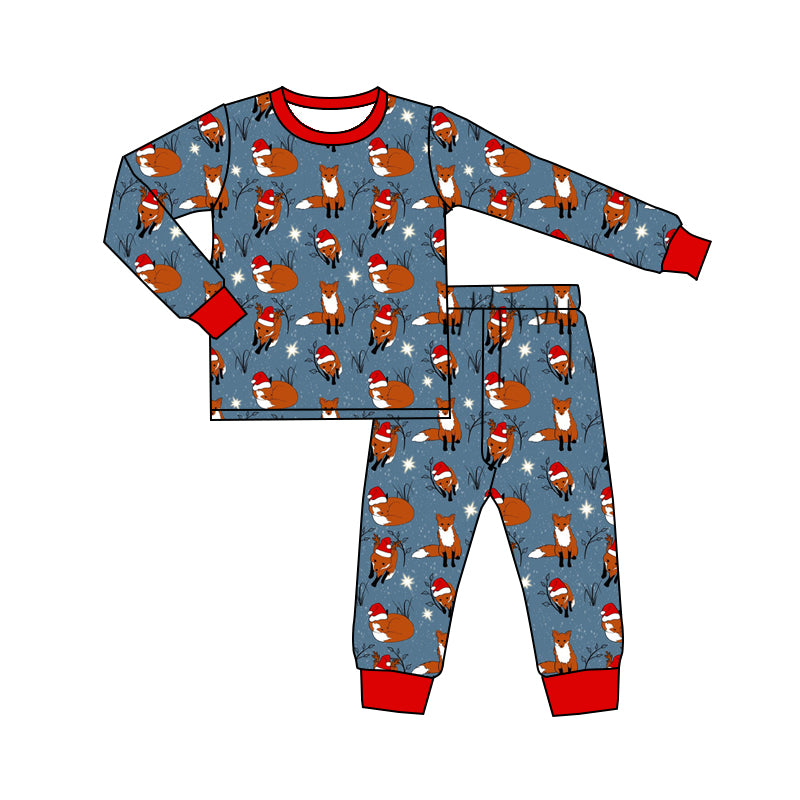 Baby Kids Christmas Fox Tops Pants Pajamas Clothes Sets Preorder(moq 5)