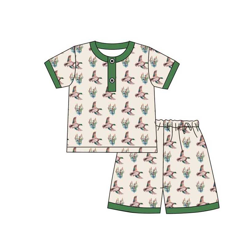 Baby Boys Mallard Ducks Hunting Top Ruffle Shorts Pajamas Sets preorder(MOQ 5)