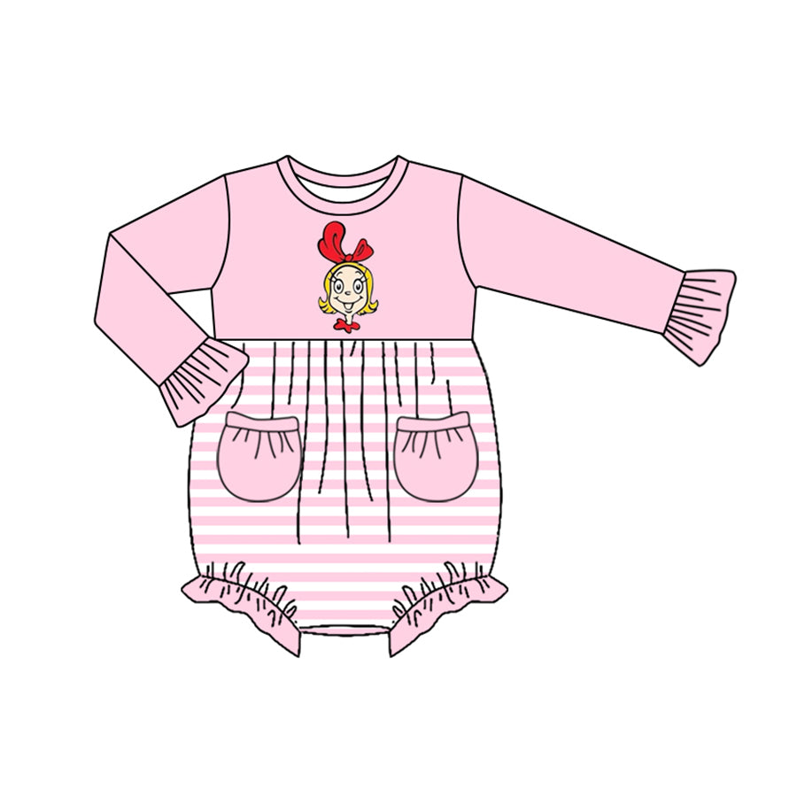 Baby Toddler Girls Pink Christmas Cindy Pockets Rompers preorder(moq 5)