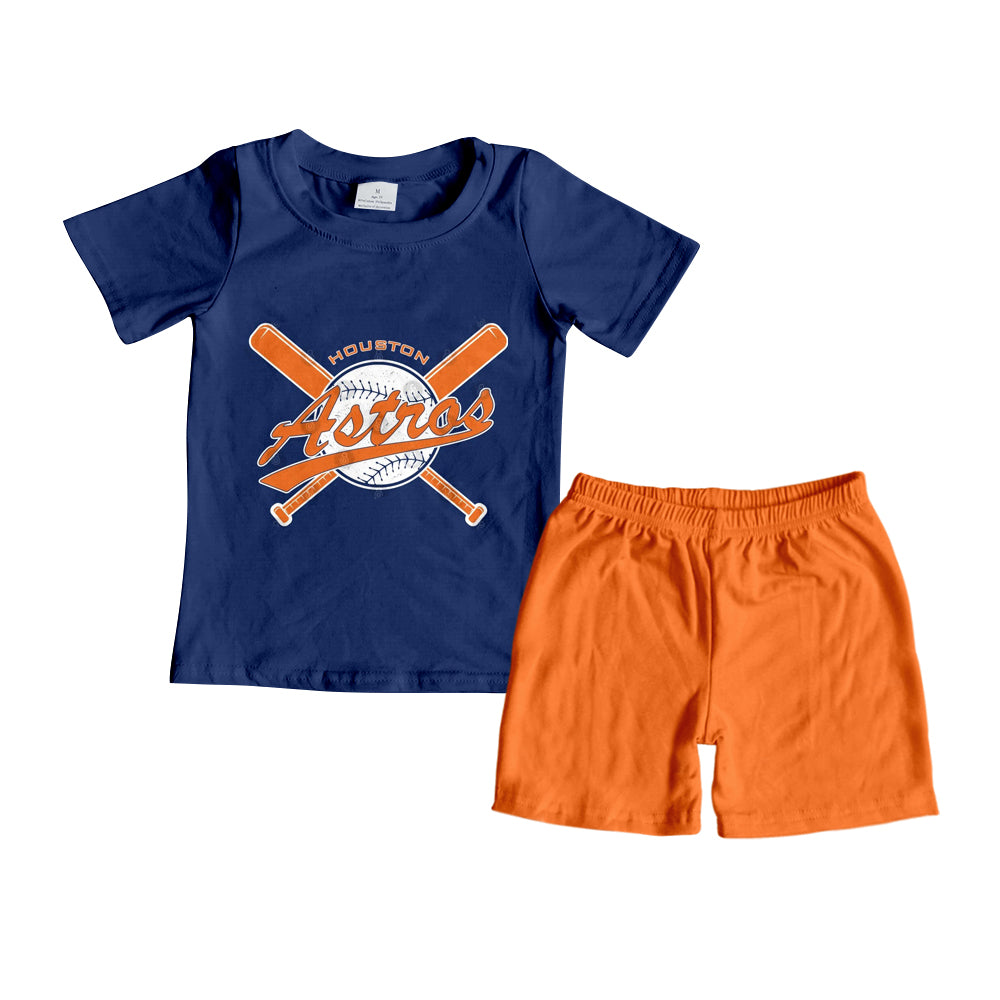 Baby Boys Baseball Navy Orange Team Tee Shirts Shorts Clothes Sets preorder(moq 5)