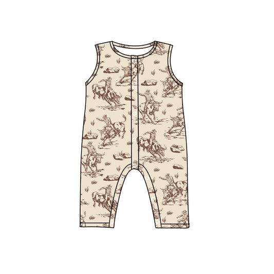 Baby Boys Western Rodeo Buttons Sleeveless Rompers preorder(moq 5)