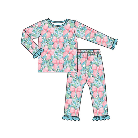 Baby Girls St Patrick Qautrefoil Bows Top Pants Pajamas Clothes Sets preorder(MOQ 5)