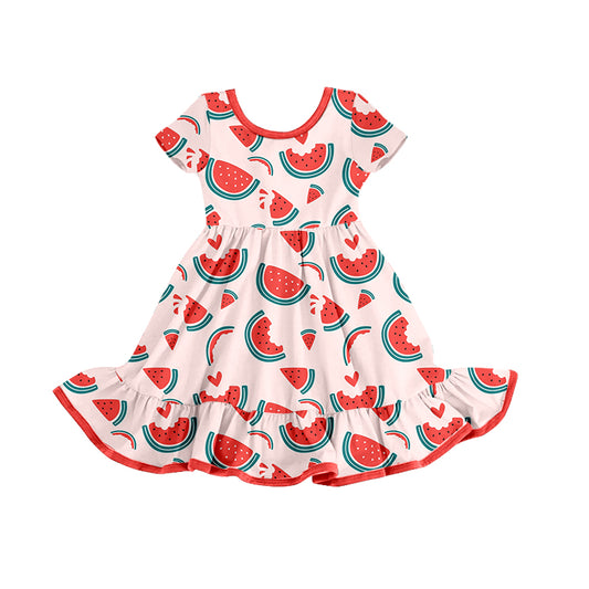 Baby Girls Watermelon Short Sleeve Knee Length Dresses preorder(moq 5)