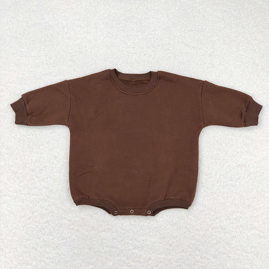 Baby Girls Thick Dark Brown Long Sleeve Romper Sweaters