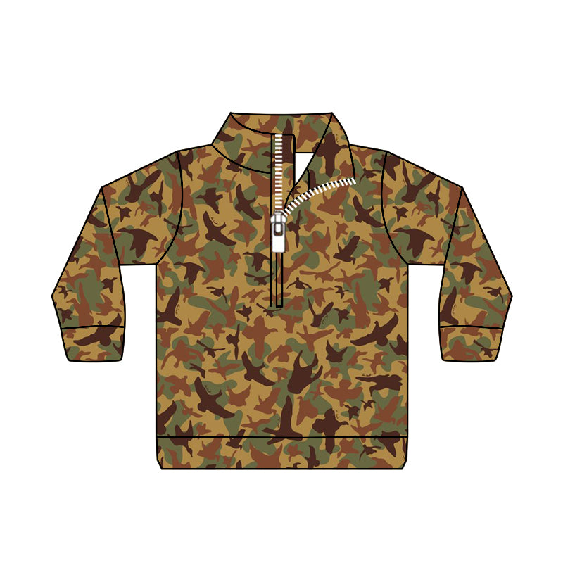 Baby Boys Camo Ducks Zip Long Sleeve Pullovers Tops preorder(MOQ 5)