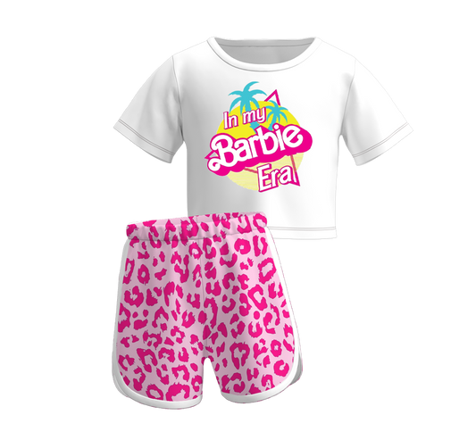 Baby Girls Doll Short Sleeve Top Pink Leopard Shorts Clothes Sets preorder (moq 5)