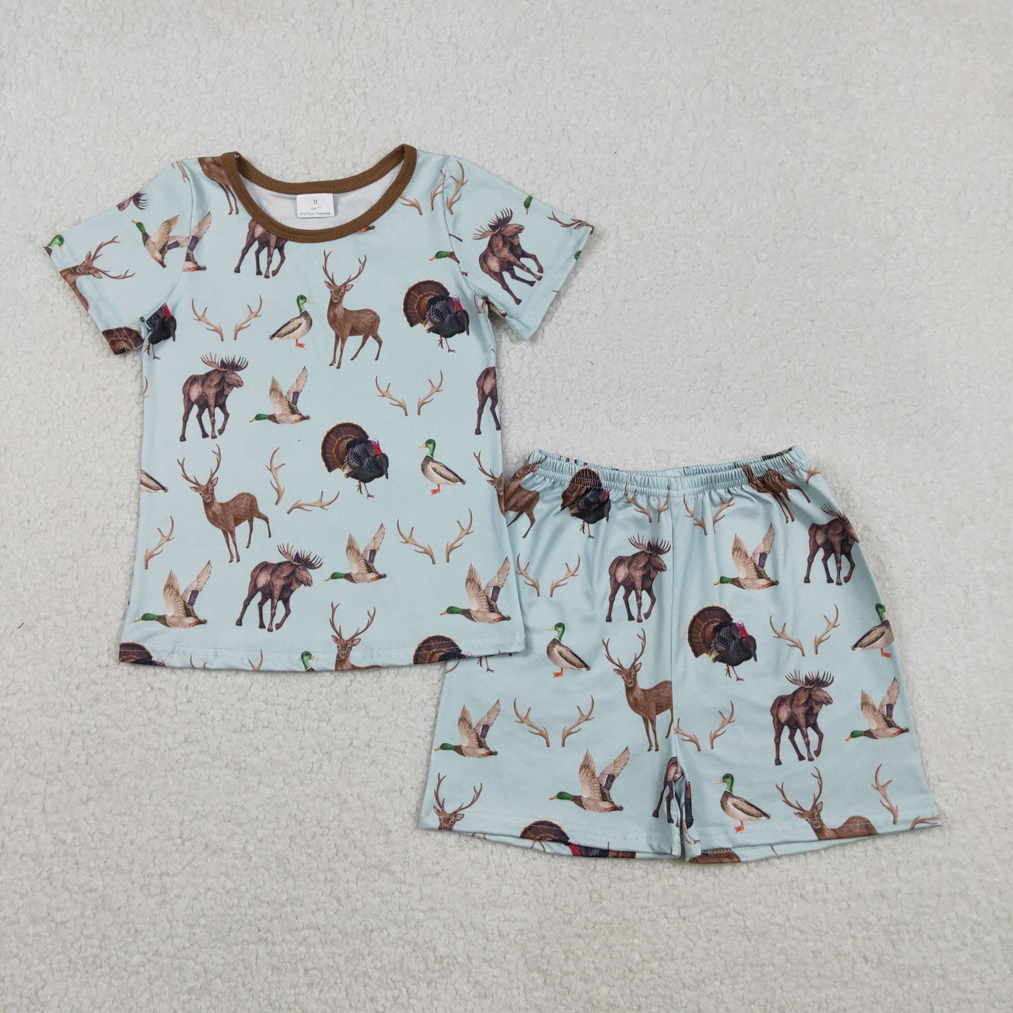Baby Girls Turkey Deer Ducks Top Shorts Hunting Pajamas Sets