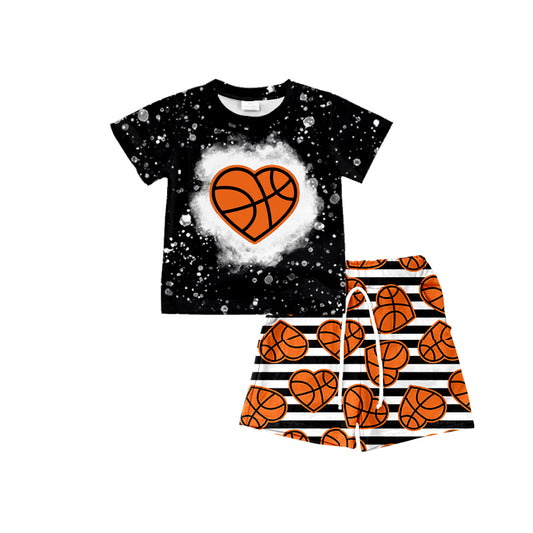 Preorder (moq 5)Baby Boys Basketball Top Hearts Shorts Clothes Sets