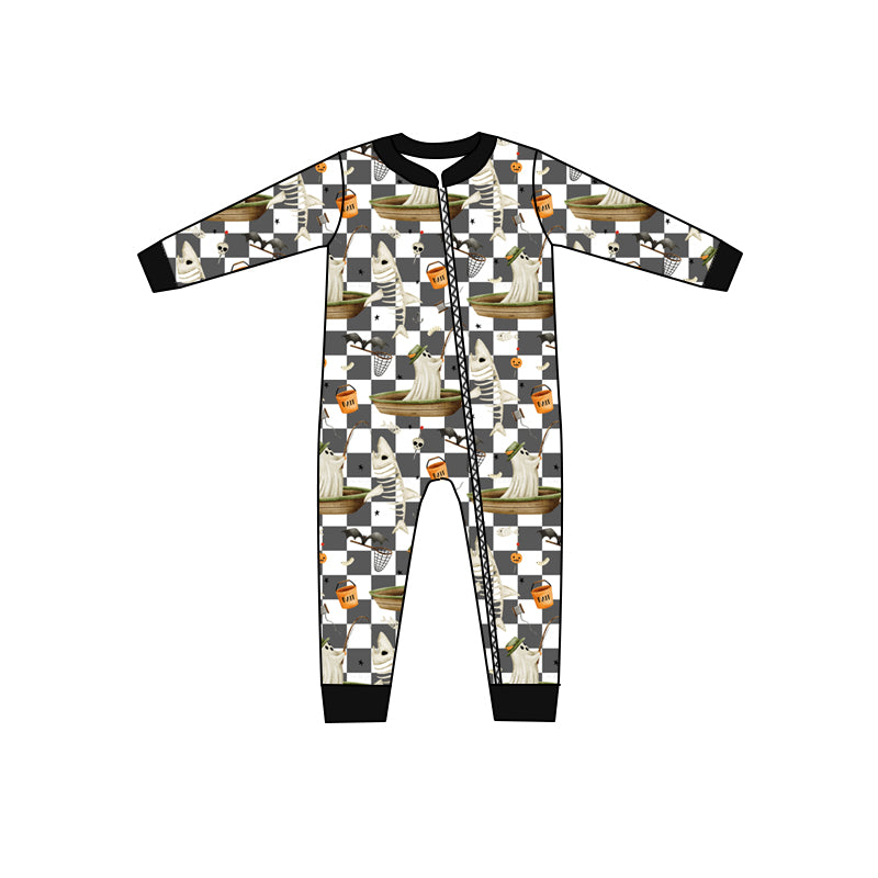 Baby Infant Boys Halloween Ghost Zip Long Sleeve Rompers preorder(moq 5)