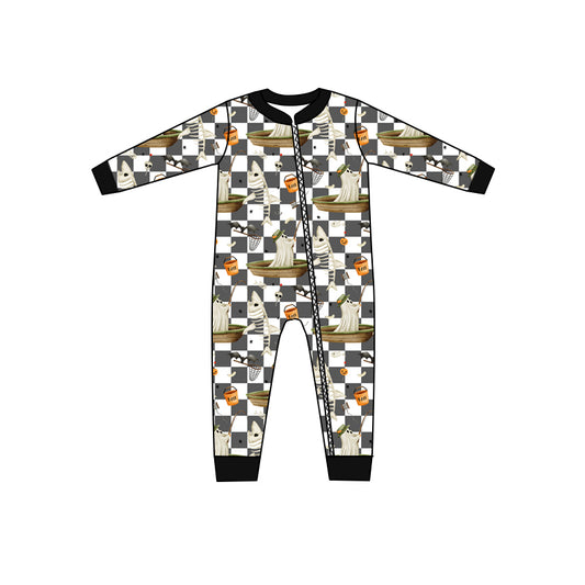 Baby Infant Boys Halloween Ghost Zip Long Sleeve Rompers preorder(moq 5)