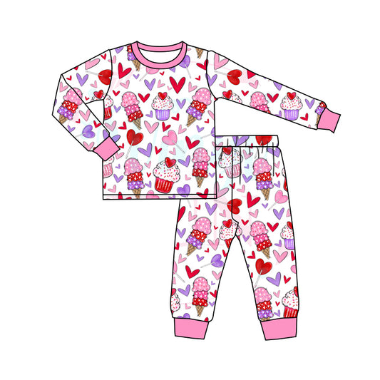 Baby Girls Valentines Sweet Cake Top Pants Pajamas Sets preorder(MOQ 5)