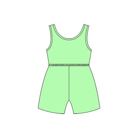 Preorder (moq 5)Baby Girls Lime Cotton Shorts Summer Jumpsuits