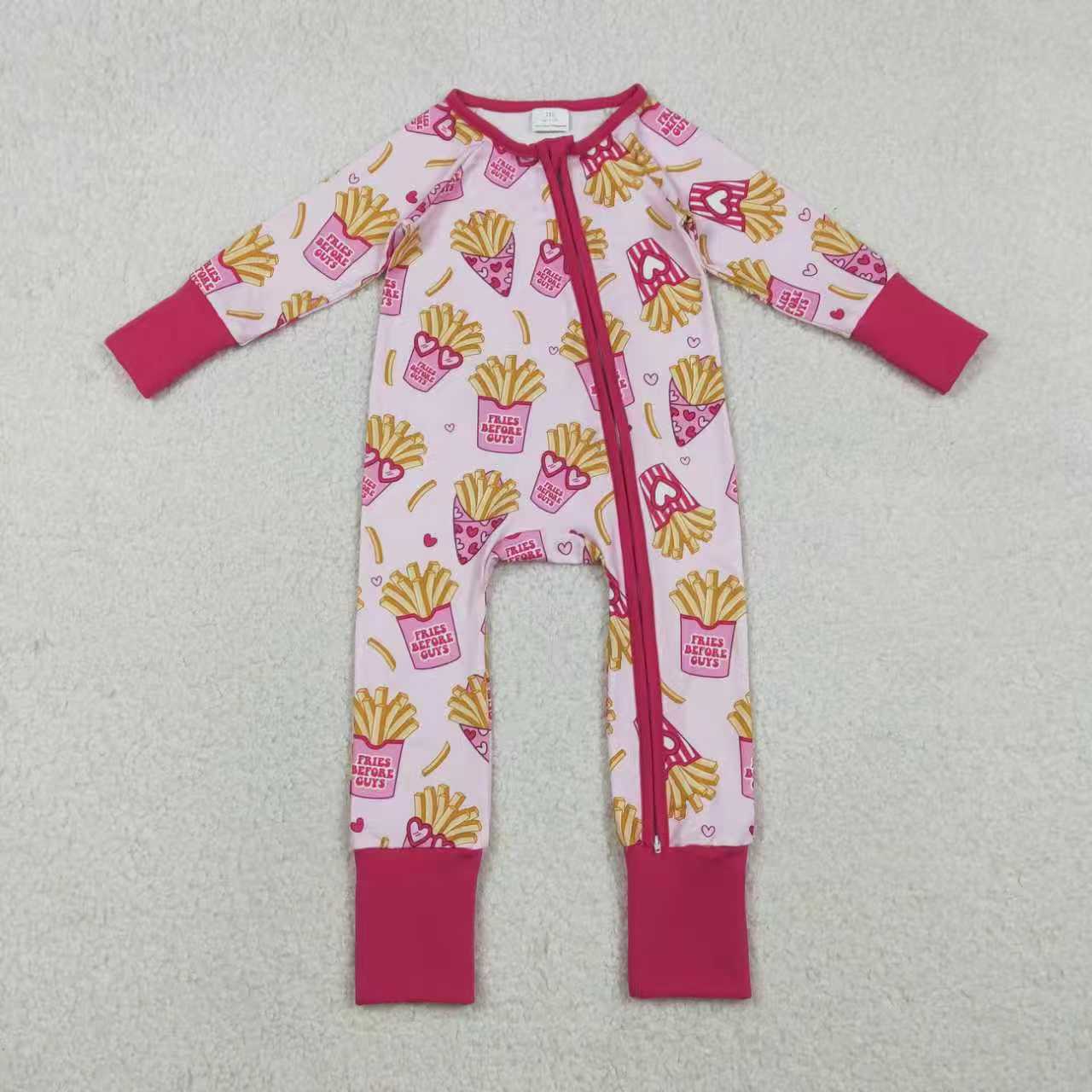 Sibling Baby Girls Hearts Chip Valentines Pants Pajamas Set Zipper Convertible Rompers