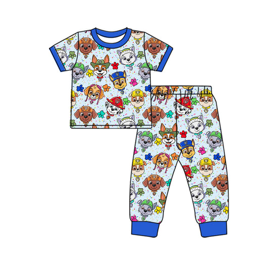 Baby Boys Cartoon Dogs Blue Shirt Top Pants Pajamas Sets preorder(MOQ 5)