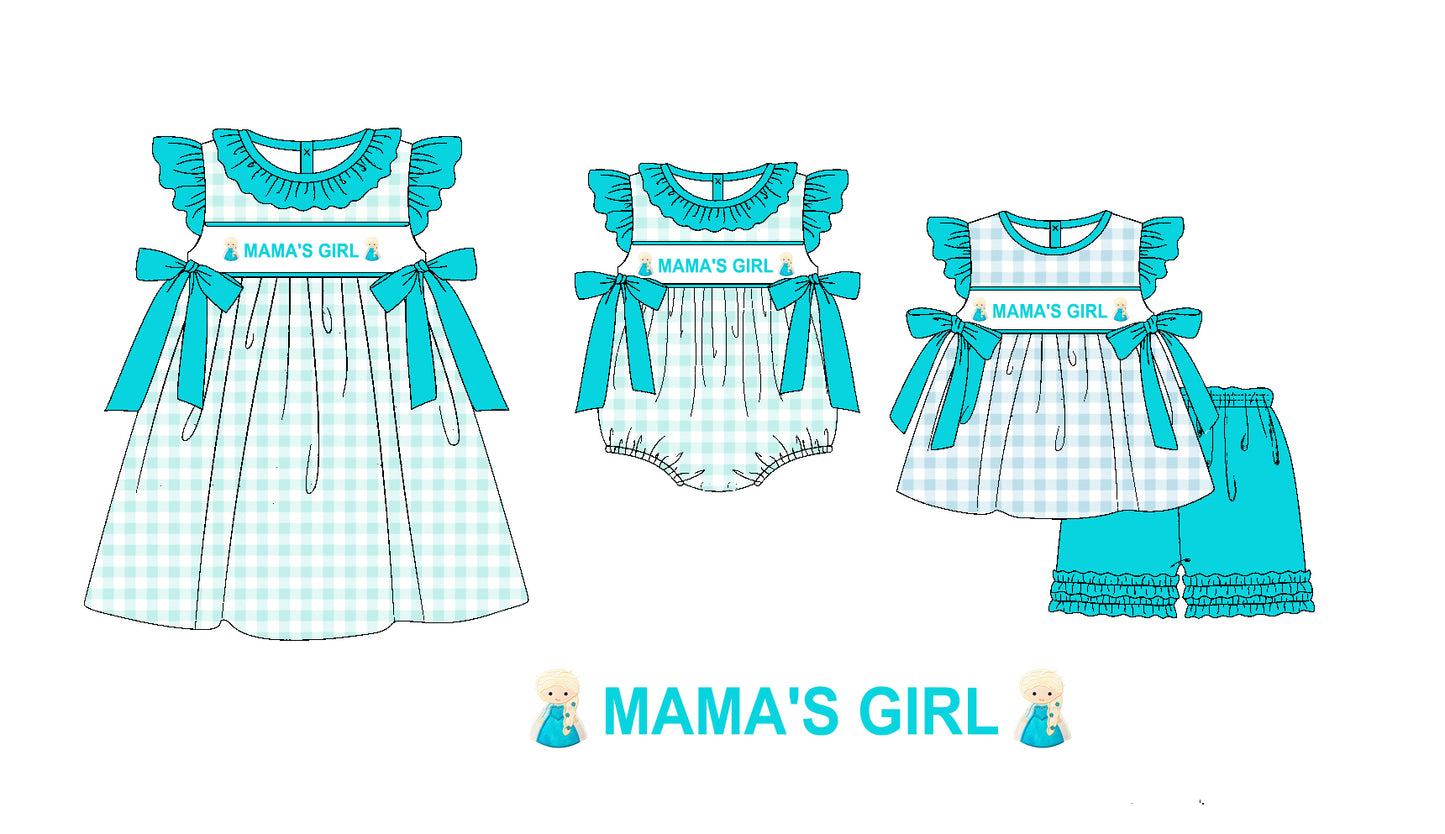 Preorder(moq 5 each)Sibling Baby Girls Mama's Girl Princess 9 Bows Romper Dress Shorts Sets