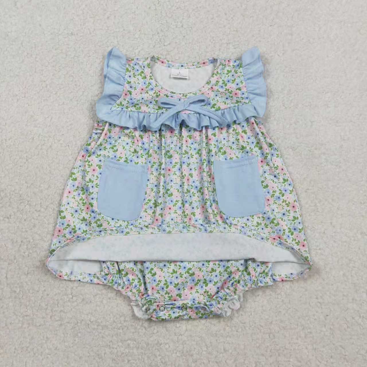 Sibling Baby Boys Light Blue Shirt Top Checked Pockets Short Clothes Set Rompers