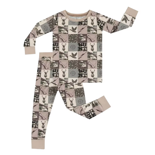 Baby Boys Duck Camo Hunting Tee Top Pants Pajamas Outfits Preorder(moq 5)