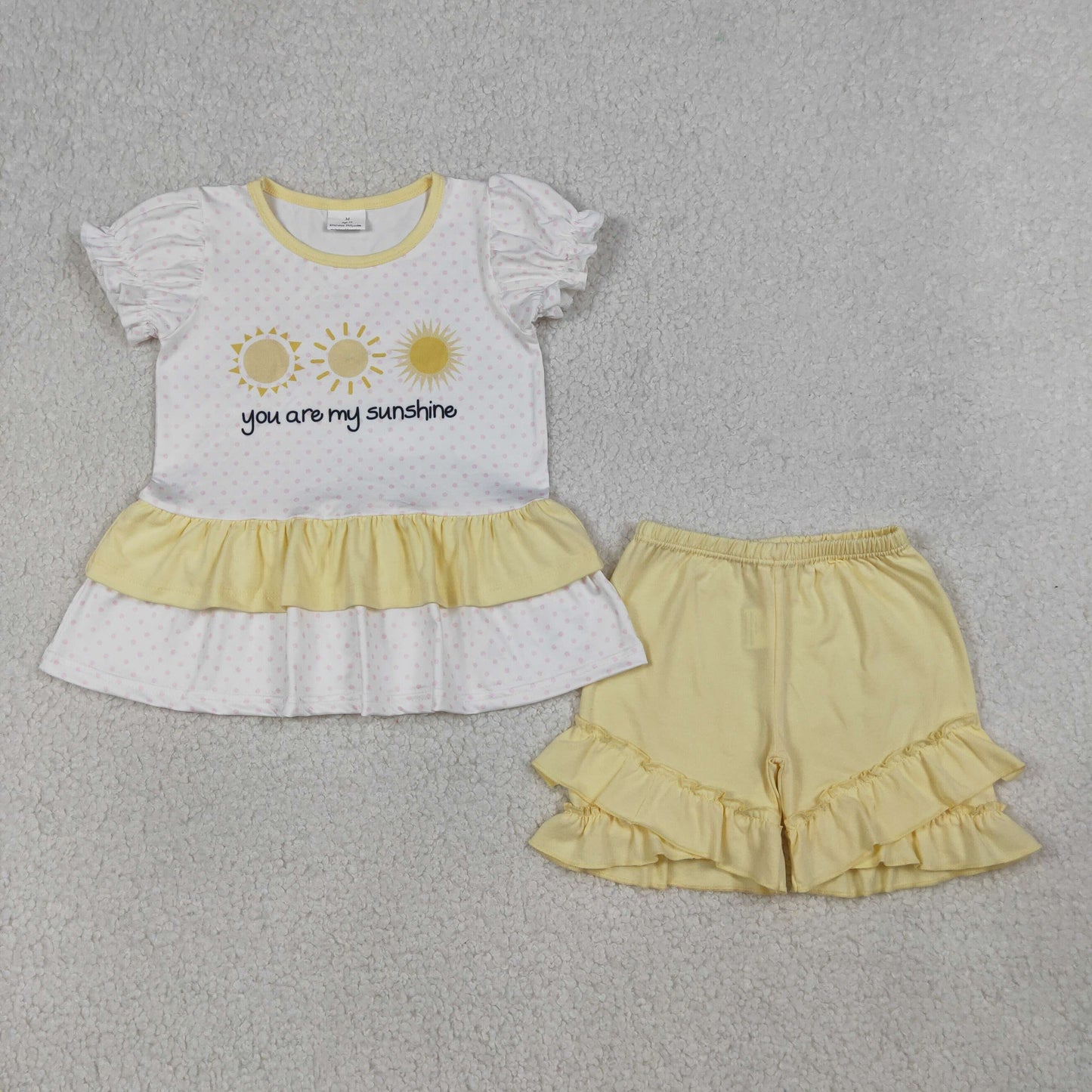 Baby Girls Polka Dots You are My Sunshine Tunic Ruffle Shorts Clothes Sets
