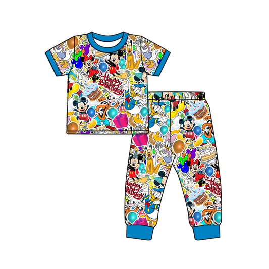 Preorder(moq 5) Baby Boys Cartoon Mouse Short Sleeve Top Pants Pajamas Sets