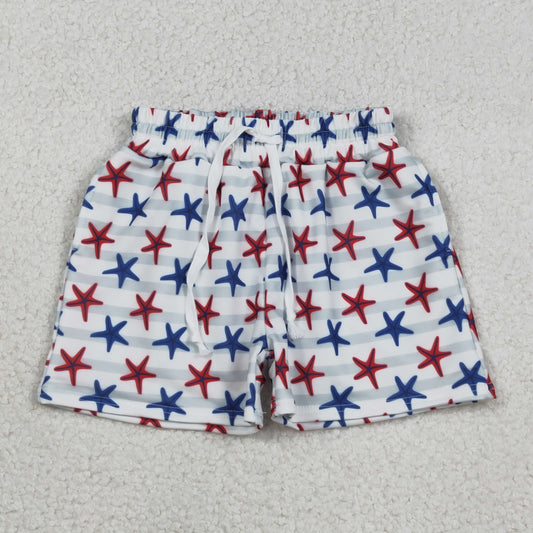 Baby Boys Sea World Red Blue Starfishes Swimming Trunks Bottom