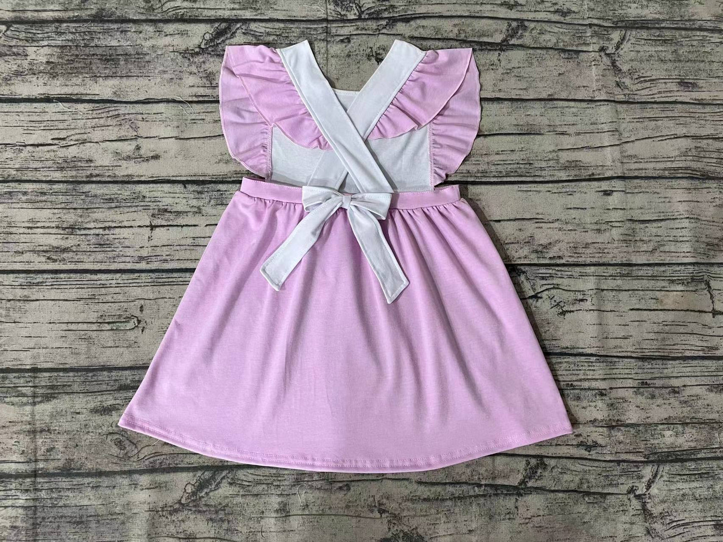 Baby Girls Purple Easter Rabbits Knee Length Bows Dresses