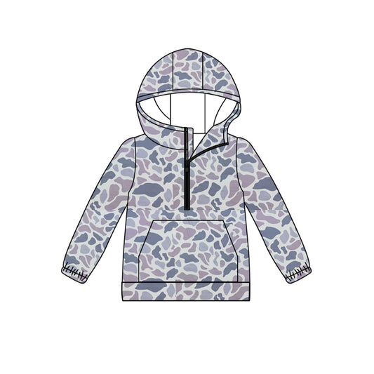 Preorder(moq 5) Adult Women Grey Camouflage Long Sleeve Hooded Hoodie Tops