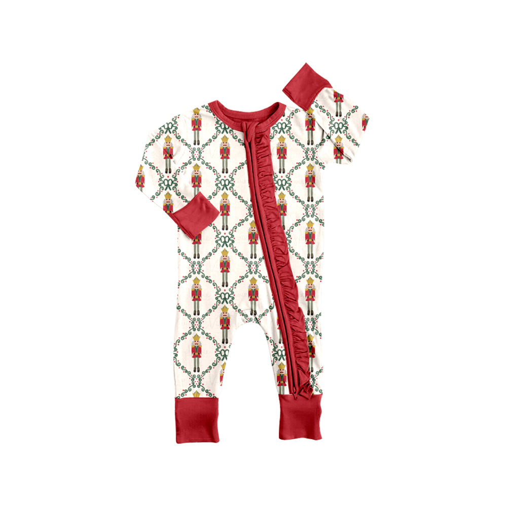 Baby Girls Ruffle Zip Nutcracker Long Sleeve Rompers Preorder(moq 5)