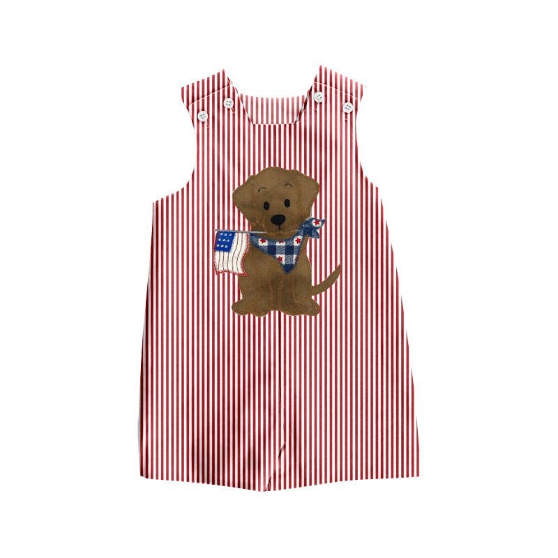 Baby Infant Kids Sleeveless 4th Of July Dog Flag Summer Rompers preorder(moq 5)