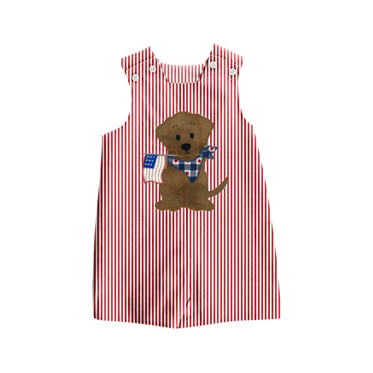Baby Infant Kids Sleeveless 4th Of July Dog Flag Summer Rompers preorder(moq 5)